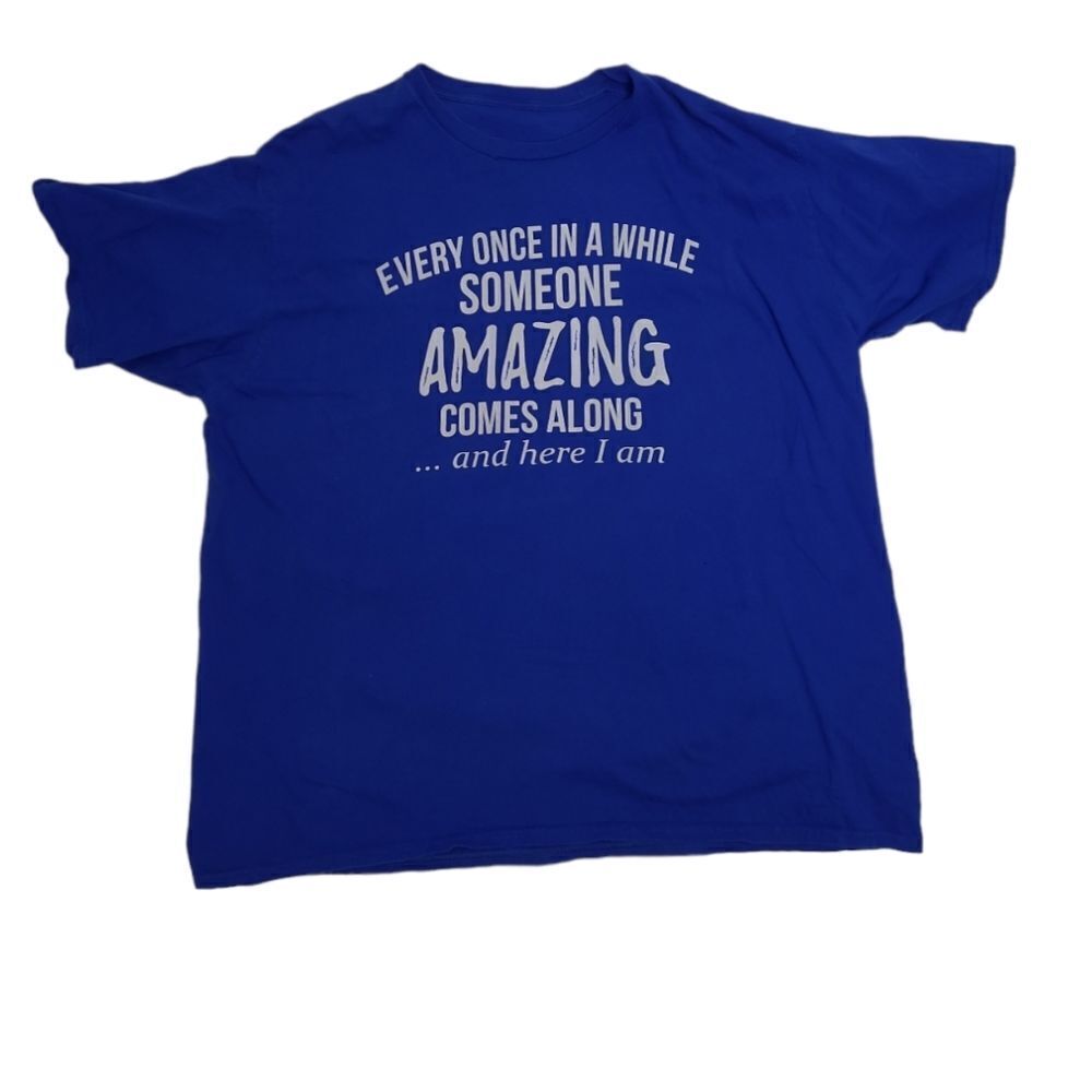 FUNNY short sleeve blue witty graphic tee shirt unisex XL